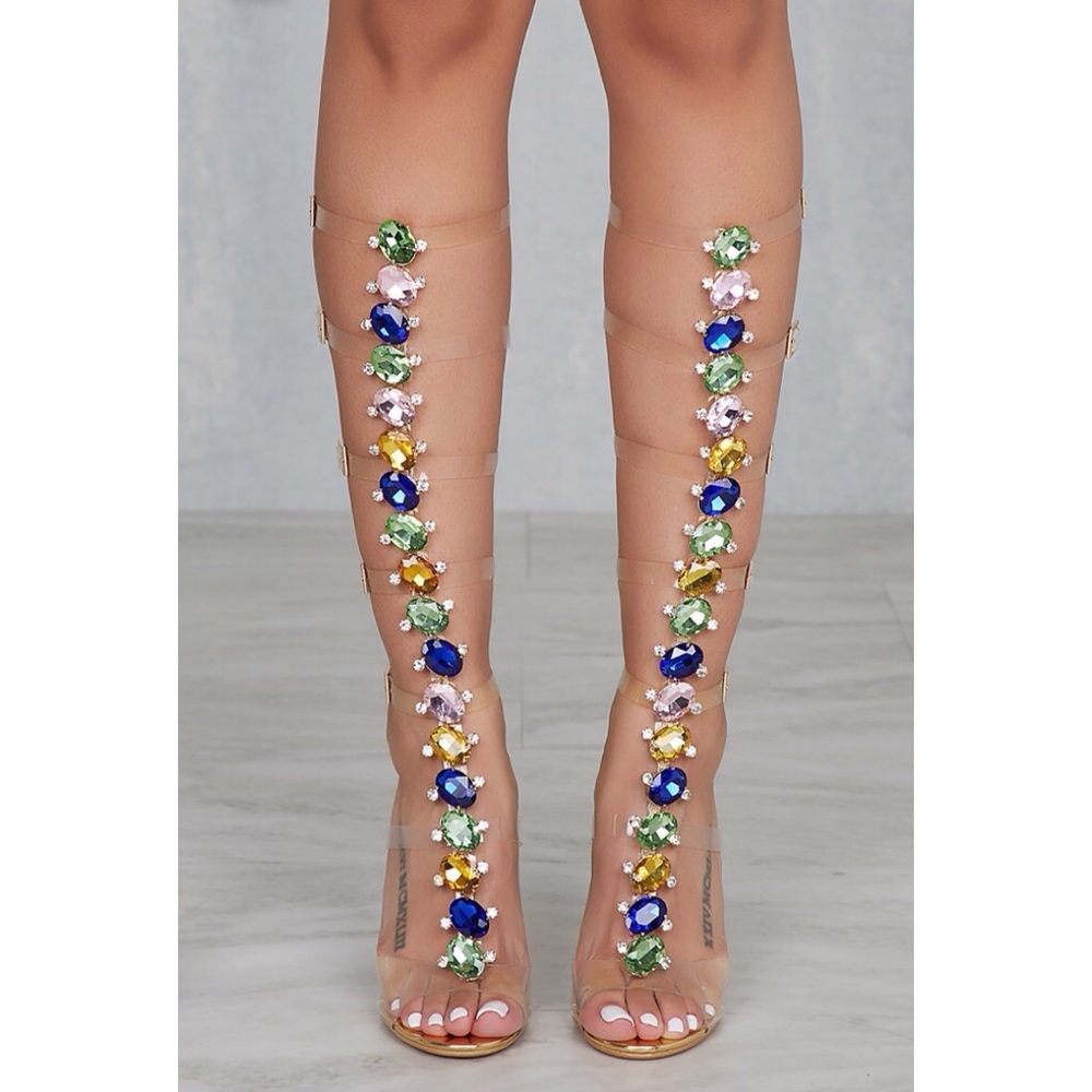 SOLD - Jeweled Gladiator Sandal Heel